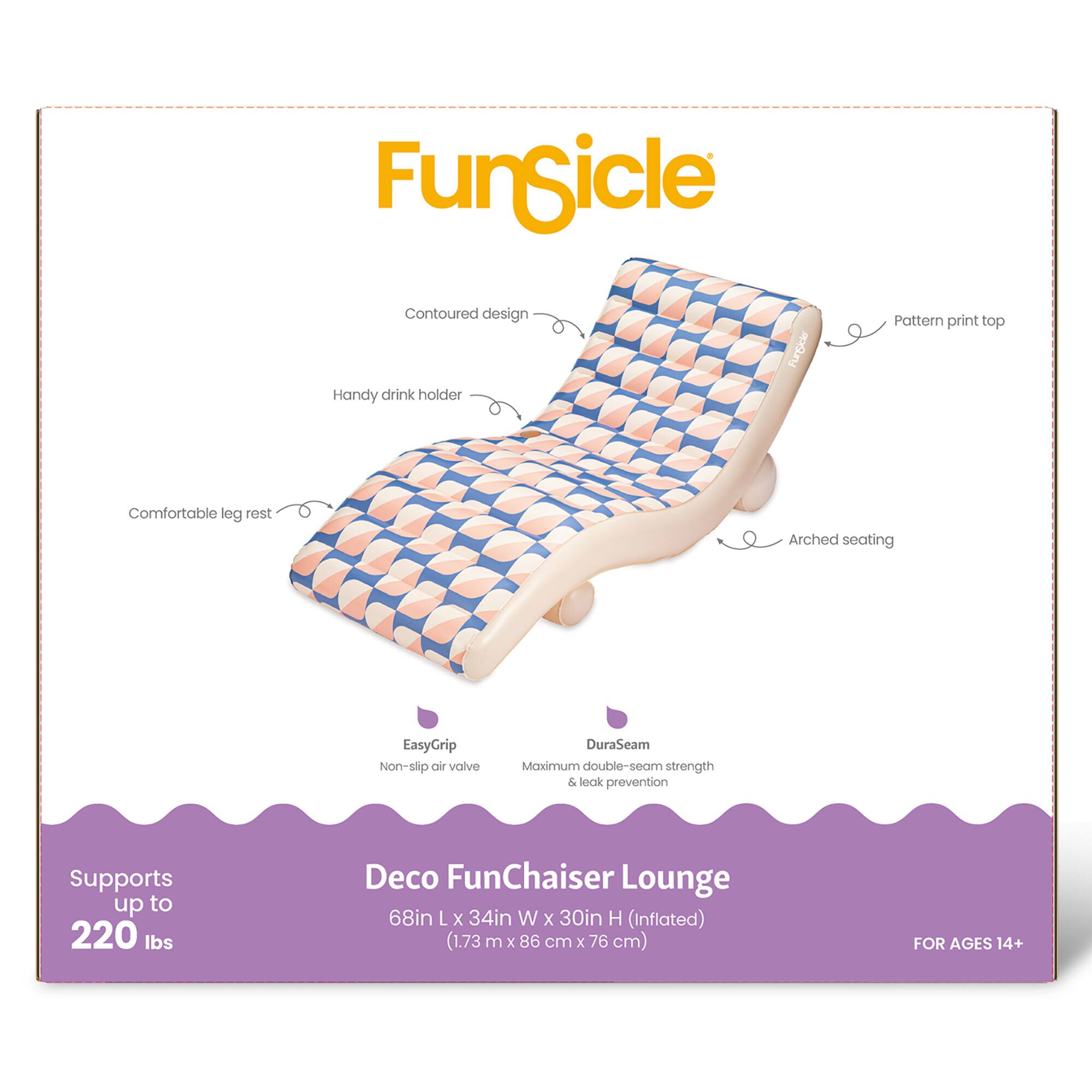 Funsicle 68" Blue & Cream Deco FunChaiser Lounge Inflatable Water Float
